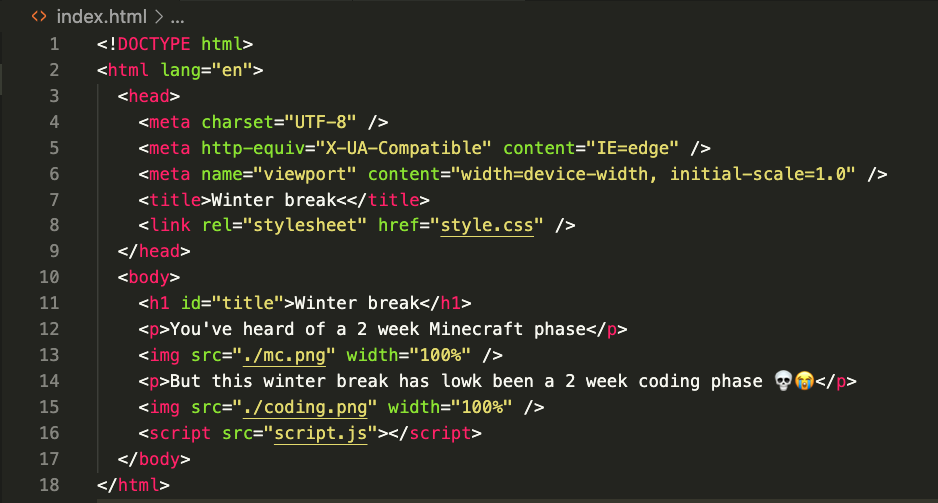 an html file in vs code
